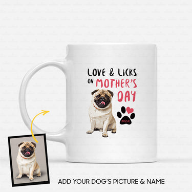 Custom Dog Mug - Personalized Gift Idea - Love & Licks On Mother's Day For Dog Lover - White Mug